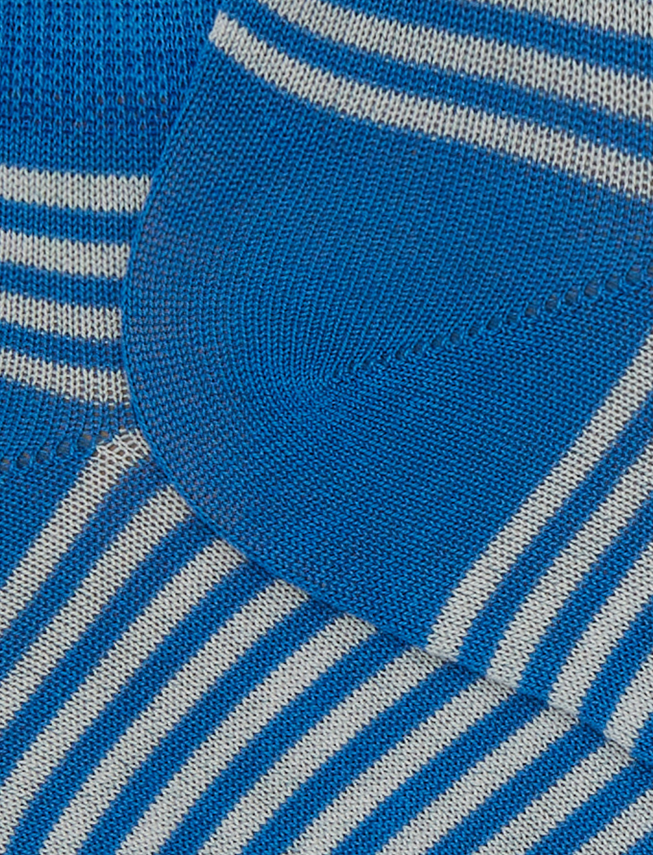 Women's light blue cotton ankle socks with Windsor stripes - Gallo 1927 - Official Online Shop