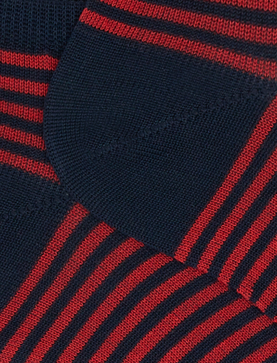 Women's ocean blue light cotton ankle socks with Windsor stripes - Gallo 1927 - Official Online Shop