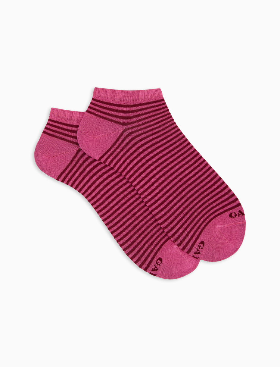Women's pink cotton ankle socks with Windsor stripes - Gallo 1927 - Official Online Shop