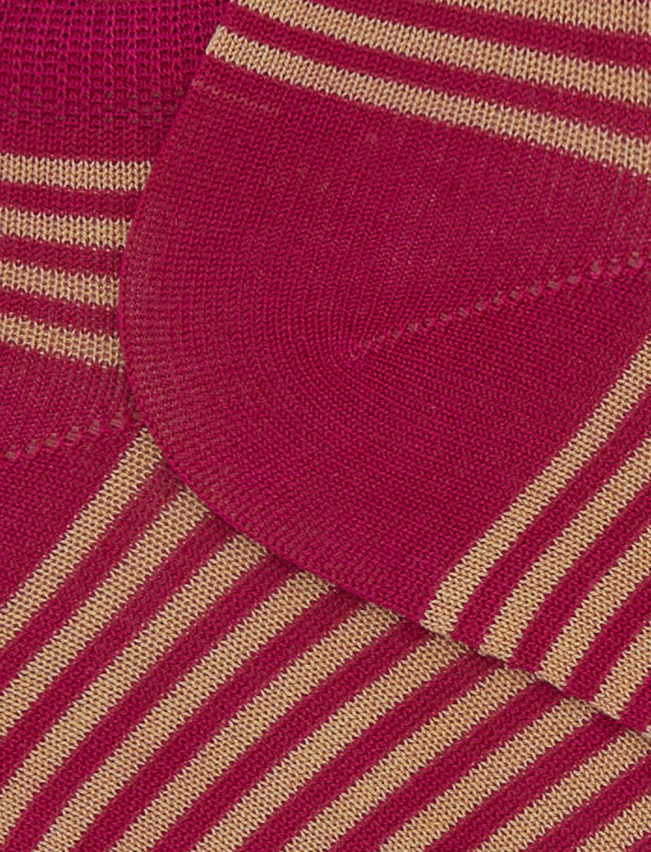 Women's fuchsia cotton ankle socks with Windsor stripes - Gallo 1927 - Official Online Shop