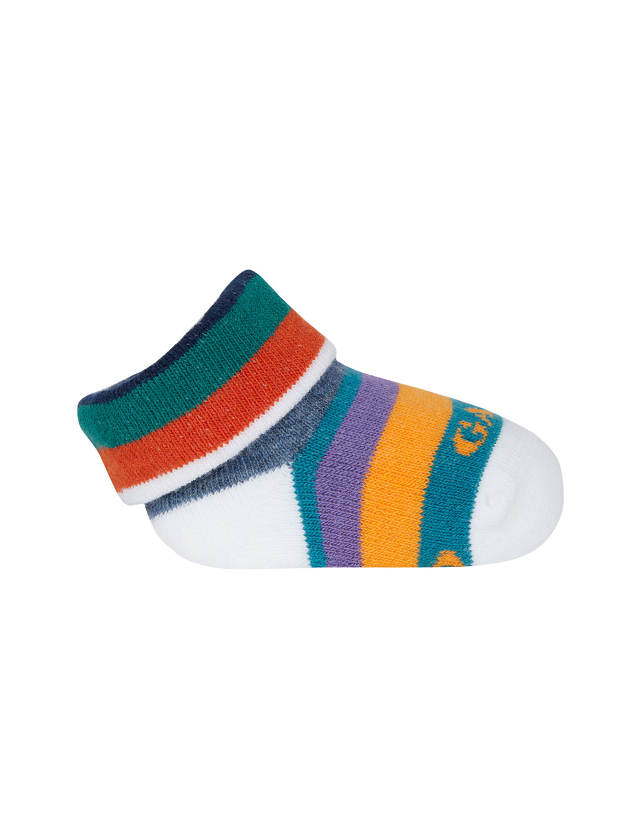 Kids' white cotton booty socks with multicoloured stripes - Gallo 1927 - Official Online Shop