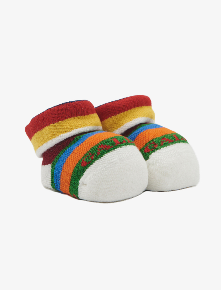 Babbucce bambino cotone bianco righe multicolor - Gallo 1927 - Official Online Shop