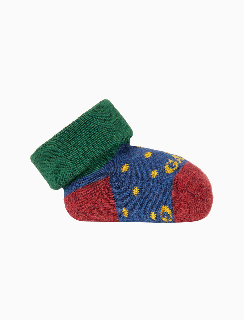 Kids' blue cotton booties with polka dots - Gallo 1927 - Official Online Shop