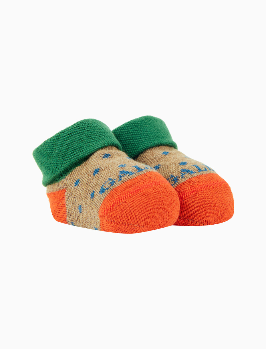 Kids' brown cotton booties with polka dots - Gallo 1927 - Official Online Shop