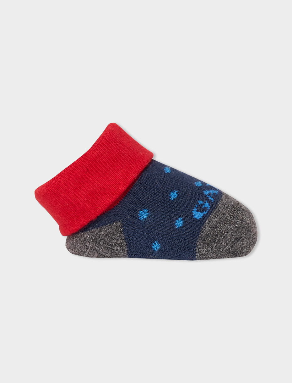 Babbucce bambino cotone blu fantasia pois - Gallo 1927 - Official Online Shop