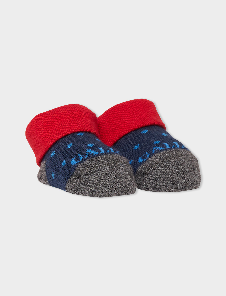 Kids' blue cotton booties with polka dots - Gallo 1927 - Official Online Shop