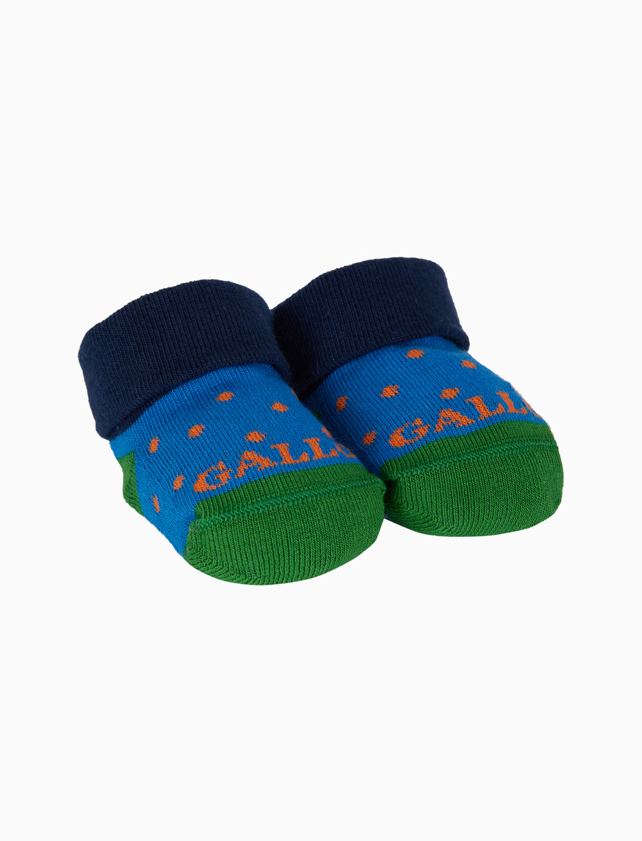 Kids' light blue cotton booty socks with polka dot pattern - Gallo 1927 - Official Online Shop