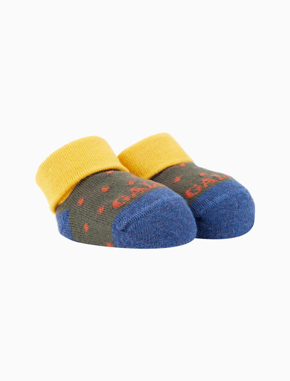 Kids' green cotton booties with polka dots - Gallo 1927 - Official Online Shop