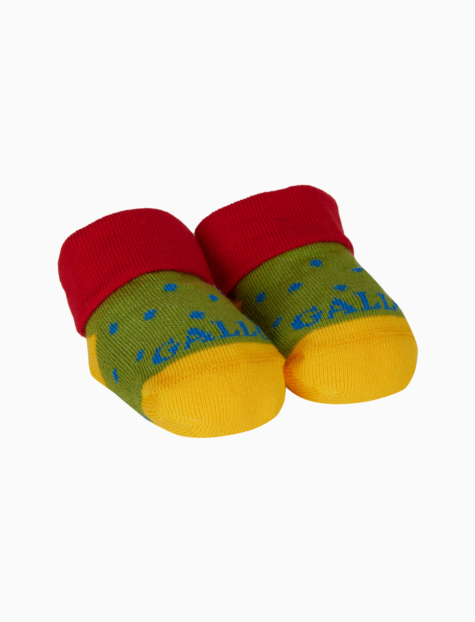 Kids' green cotton booty socks with polka dot pattern - Gallo 1927 - Official Online Shop