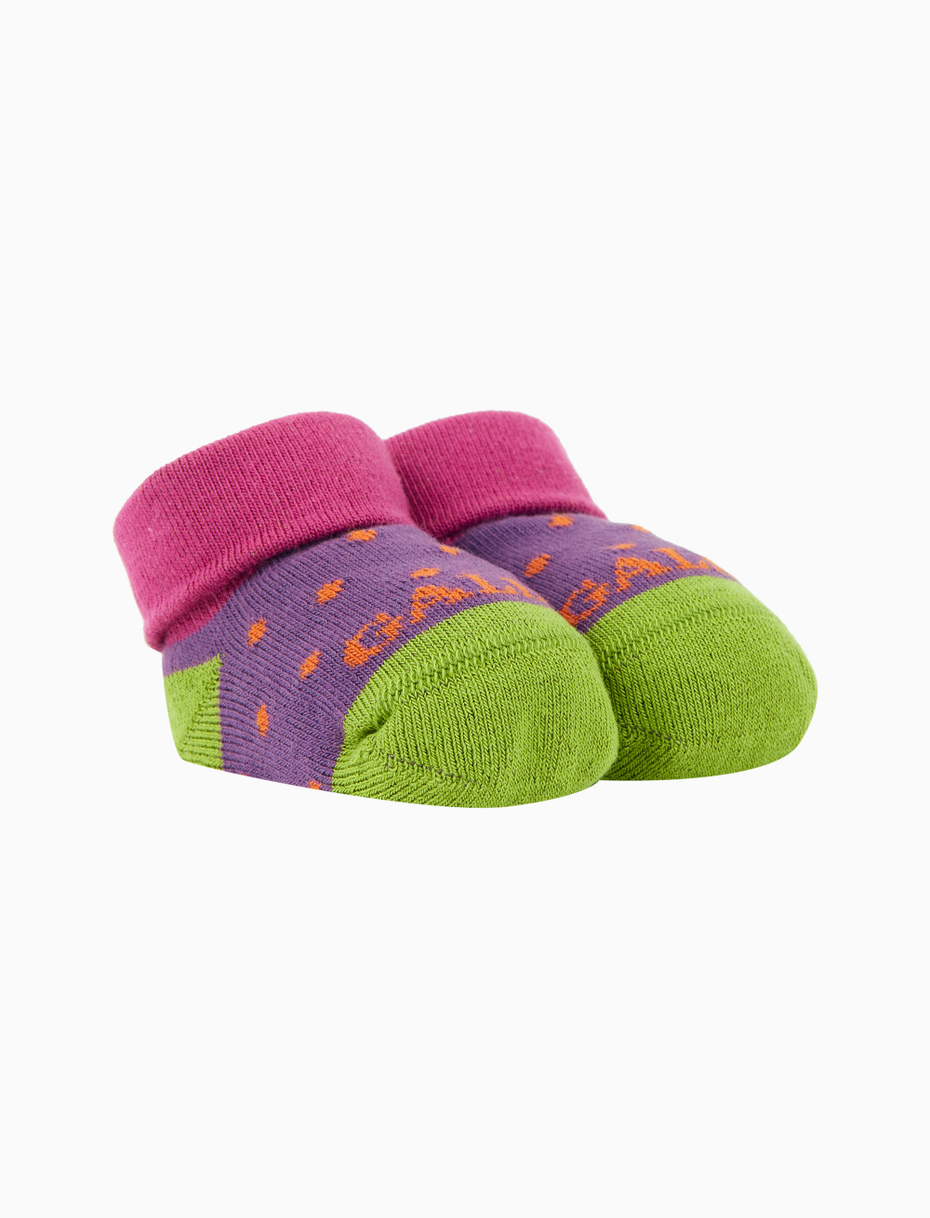 Kids' purple cotton booties with polka dots - Gallo 1927 - Official Online Shop