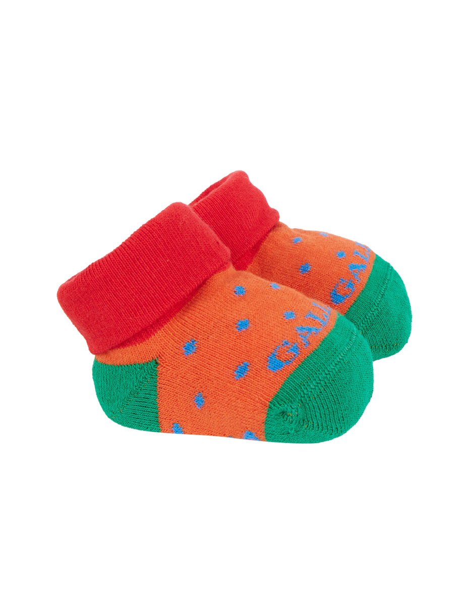 Kid's orange cotton booty socks with polka dot pattern - Gallo 1927 - Official Online Shop