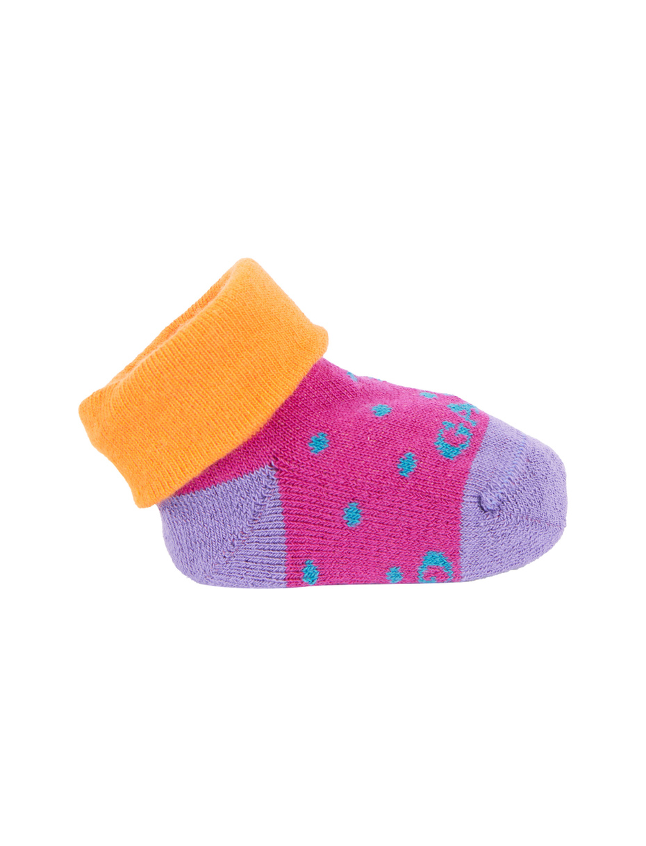 Kid's fucsia cotton booty socks with polka dot pattern - Gallo 1927 - Official Online Shop