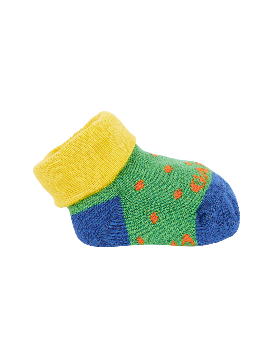 Kid's green cotton booty socks with polka dot pattern - Gallo 1927 - Official Online Shop