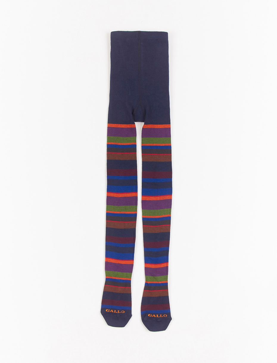 Kids' royal blue cotton tights with multicoloured stripes - Gallo 1927 - Official Online Shop