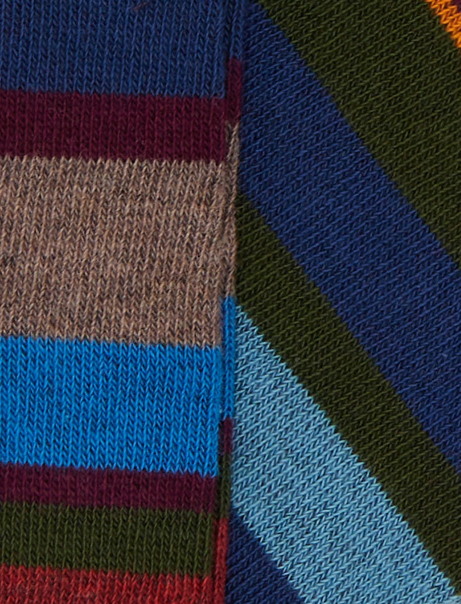 Kids' blue cotton tights with multicoloured stripes - Gallo 1927 - Official Online Shop