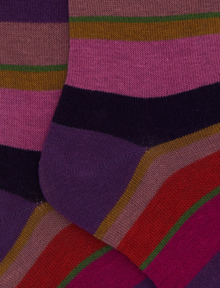 Calze lunghe bambino cotone viola righe multicolor - Gallo 1927 - Official Online Shop