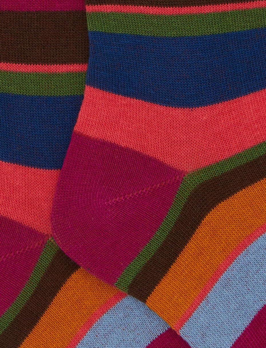 Calze lunghe bambino cotone fucsia righe multicolor - Gallo 1927 - Official Online Shop