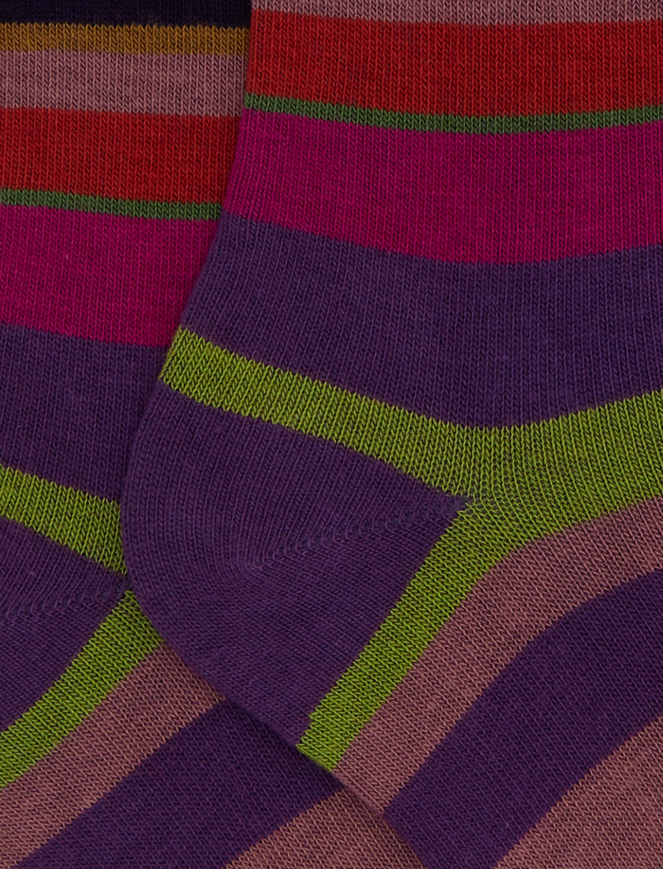 Calze corte bambino cotone viola righe multicolor - Gallo 1927 - Official Online Shop