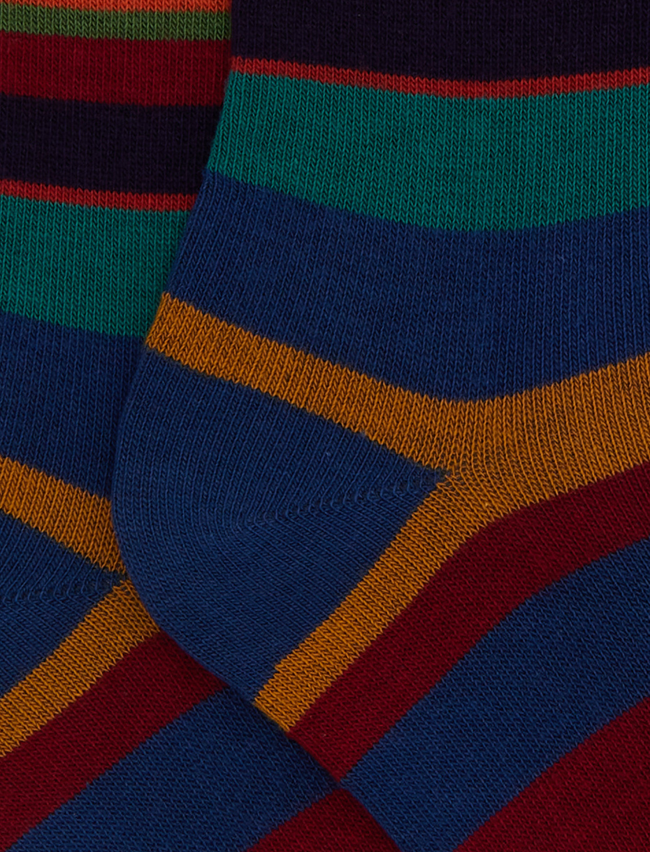 Calze corte bambino cotone blu righe multicolor - Gallo 1927 - Official Online Shop
