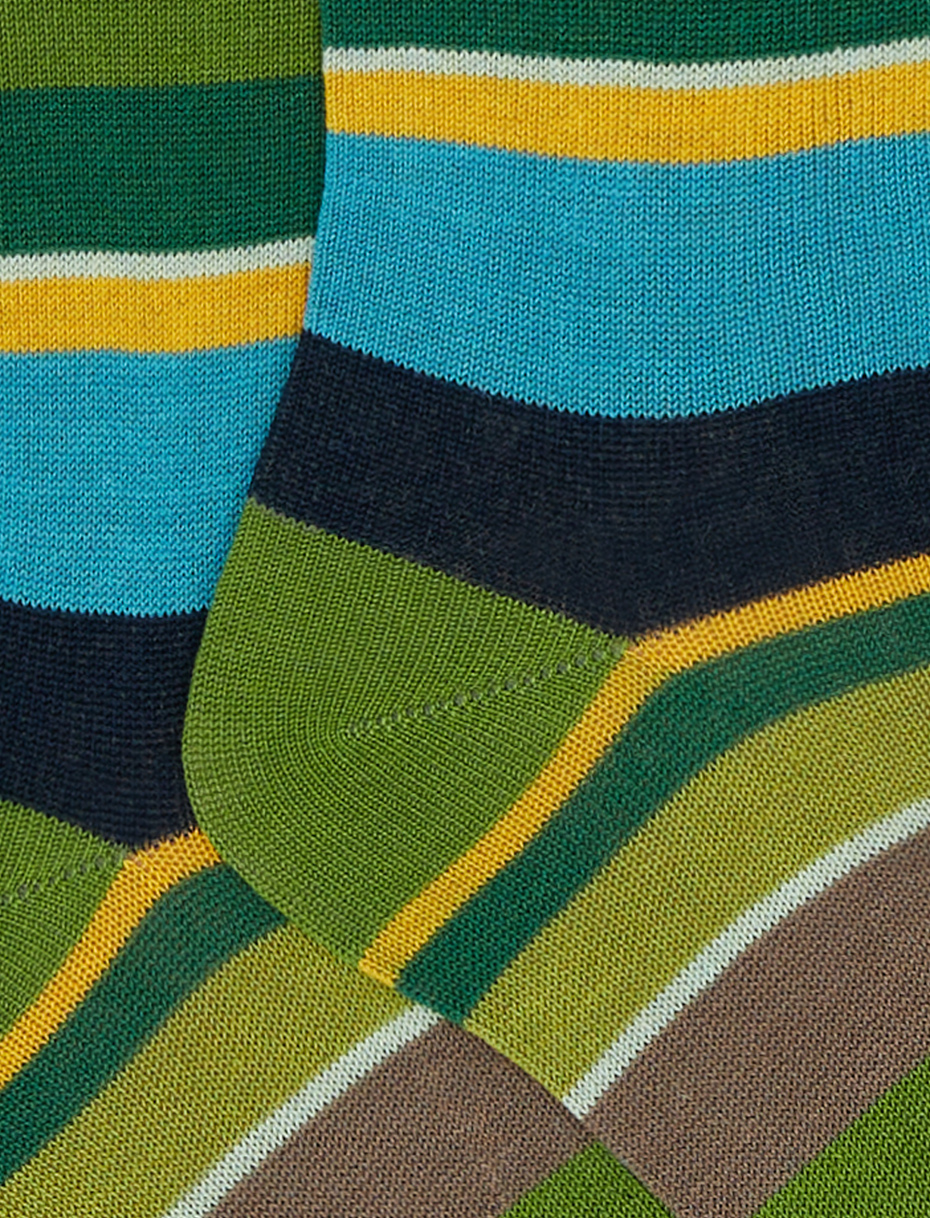 Kids' long cactus light cotton socks with multicoloured stripes - Gallo 1927 - Official Online Shop