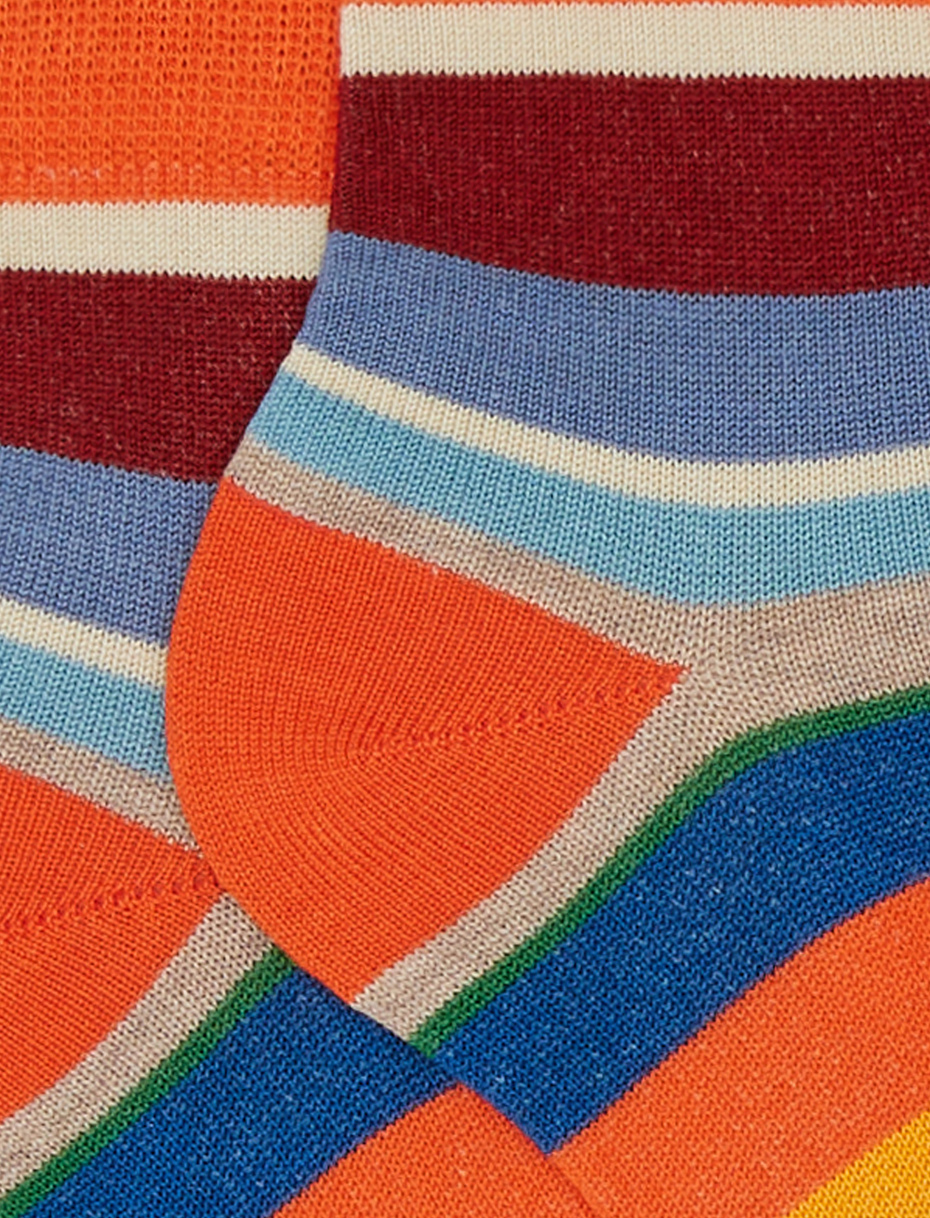 Kids' super short lobster red light cotton socks with multicoloured stripes - Gallo 1927 - Official Online Shop