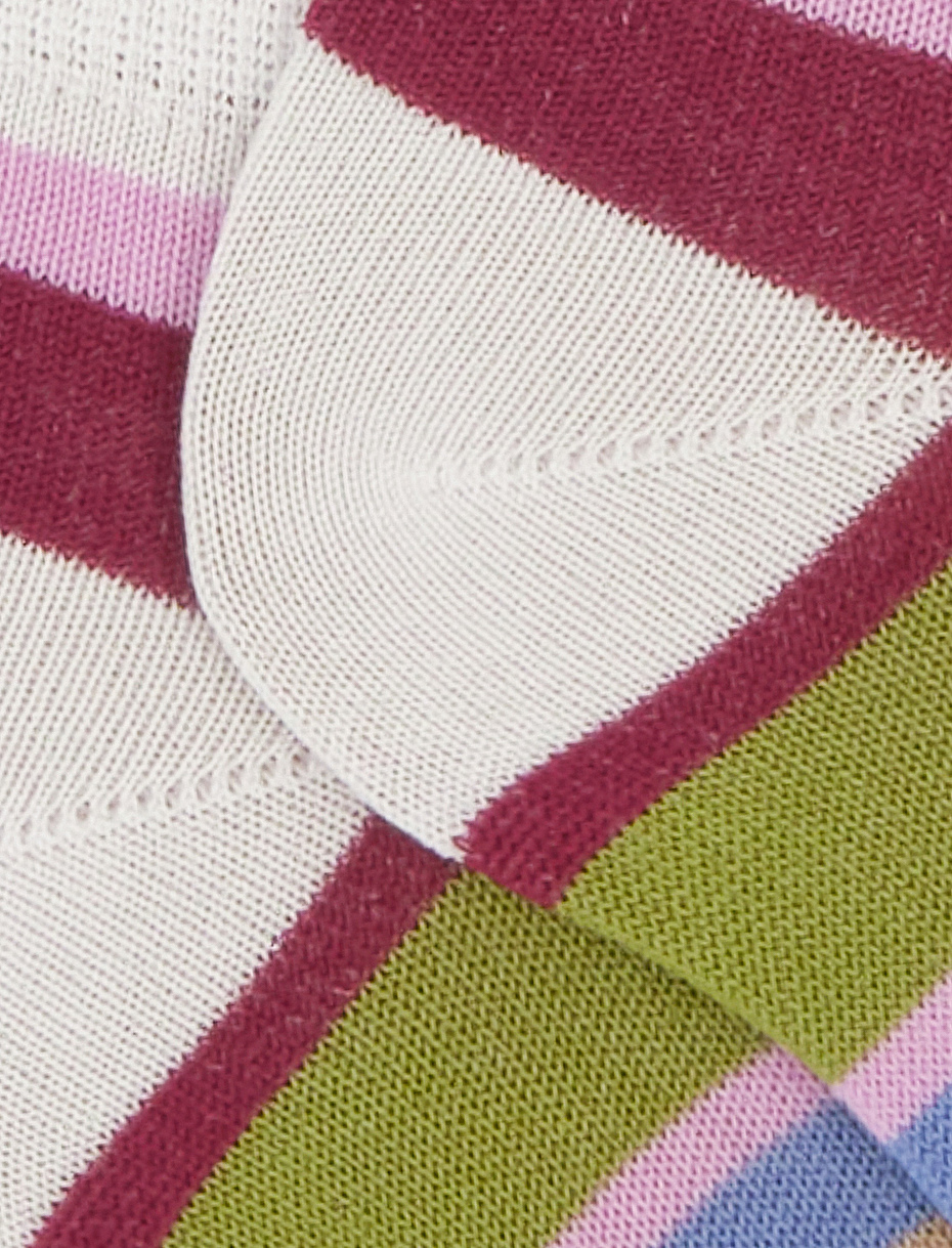 Kids' white light cotton ankle socks with multicoloured stripes - Gallo 1927 - Official Online Shop