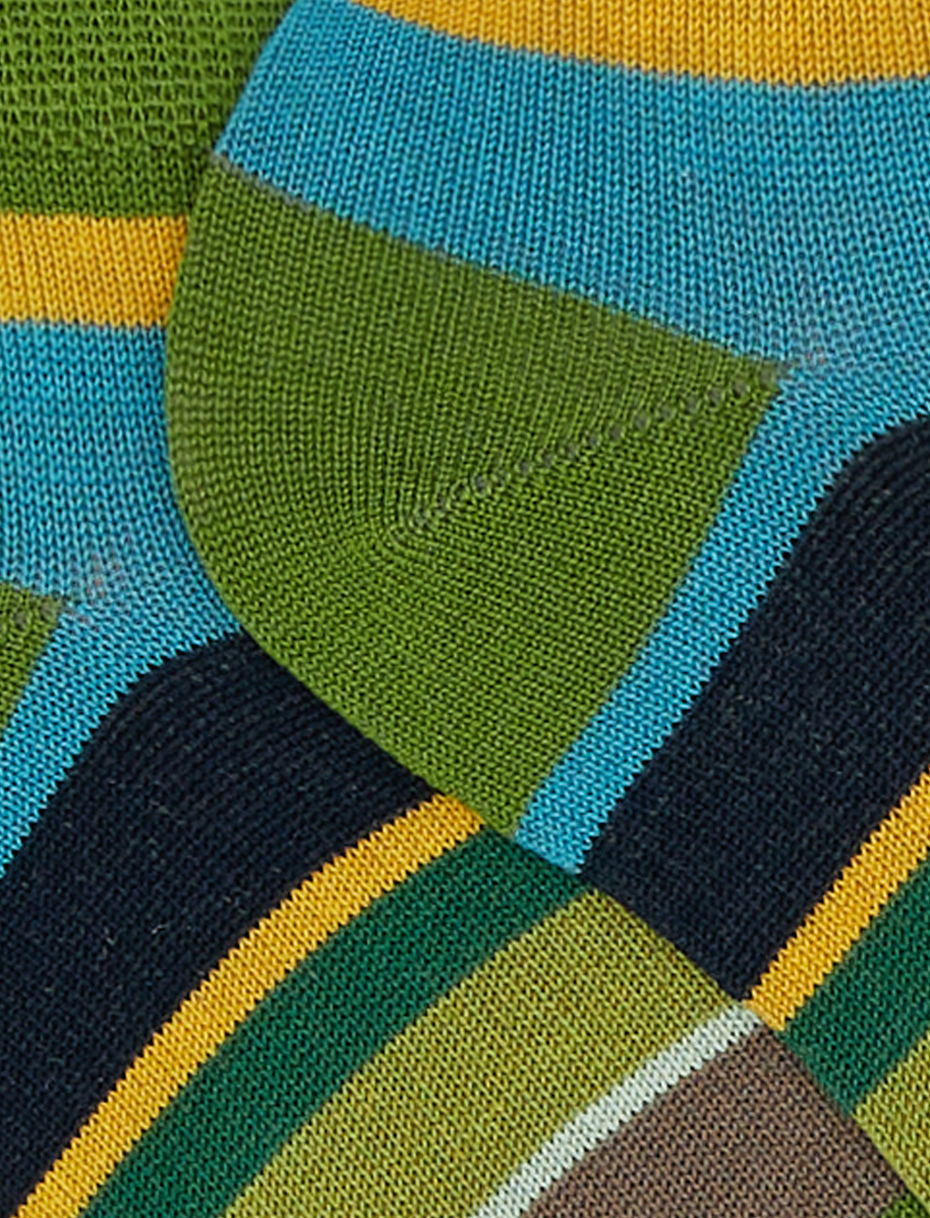 Kids' cactus light cotton ankle socks with multicoloured stripes - Gallo 1927 - Official Online Shop