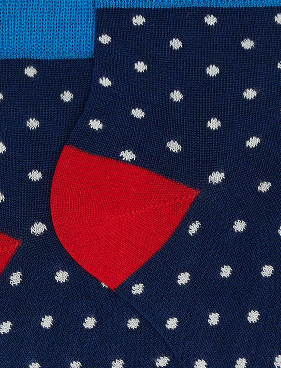 Kids' super short blue royal light cotton socks with polka dots - Gallo 1927 - Official Online Shop