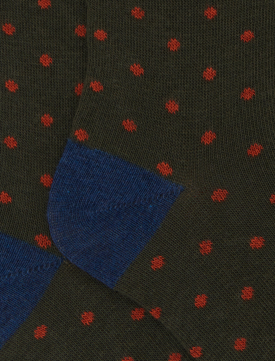 Kids' long green cotton socks with polka dots - Gallo 1927 - Official Online Shop