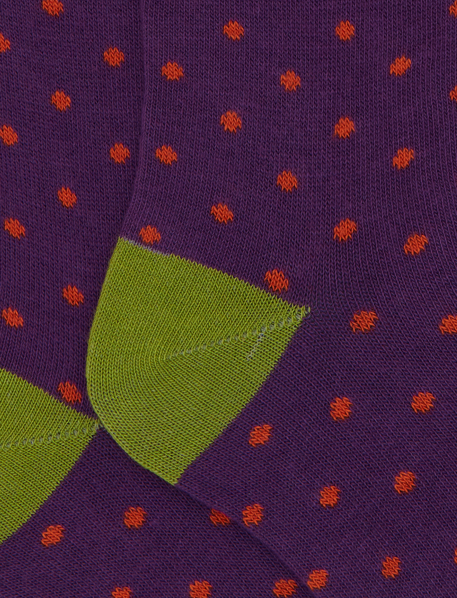 Kids' long purple cotton socks with polka dots - Gallo 1927 - Official Online Shop