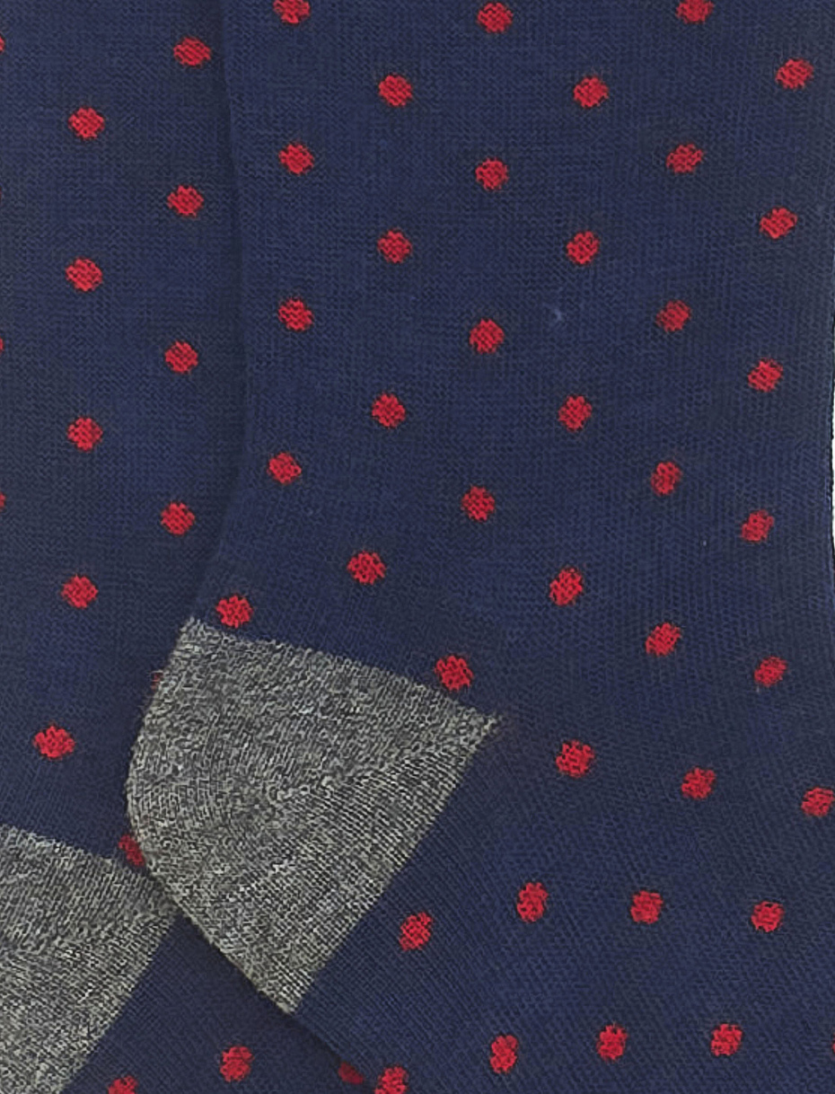 Kids' long royal blue cotton socks with polka dots - Gallo 1927 - Official Online Shop
