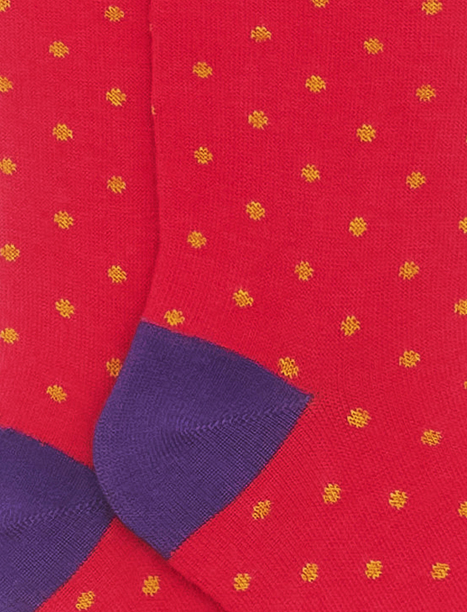 Kids' long ruby red cotton socks with polka dots - Gallo 1927 - Official Online Shop
