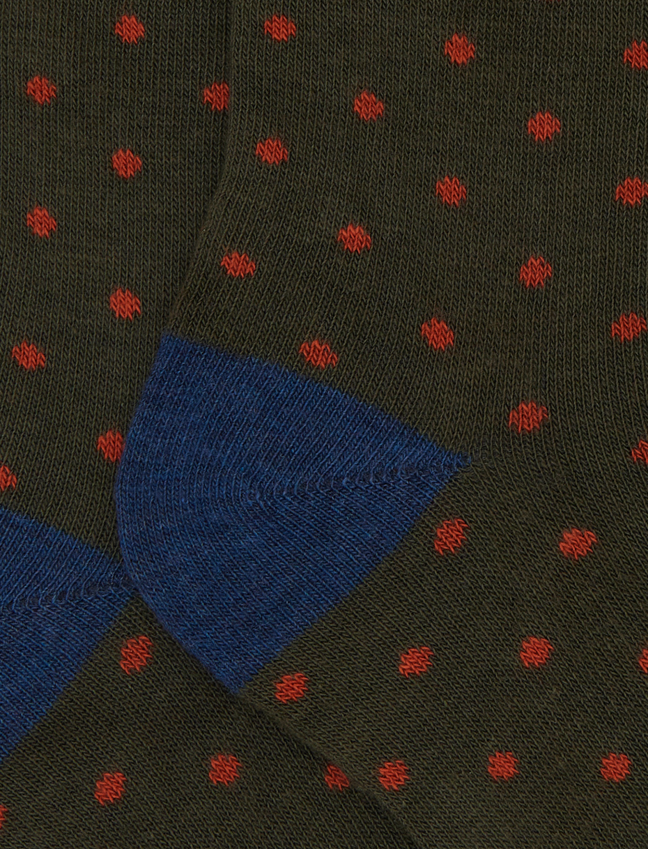 Kids' short green cotton socks with polka dots - Gallo 1927 - Official Online Shop