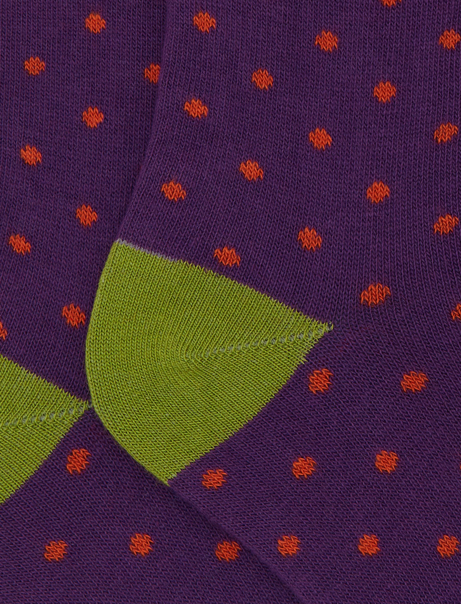 Kids' short purple cotton socks with polka dots - Gallo 1927 - Official Online Shop