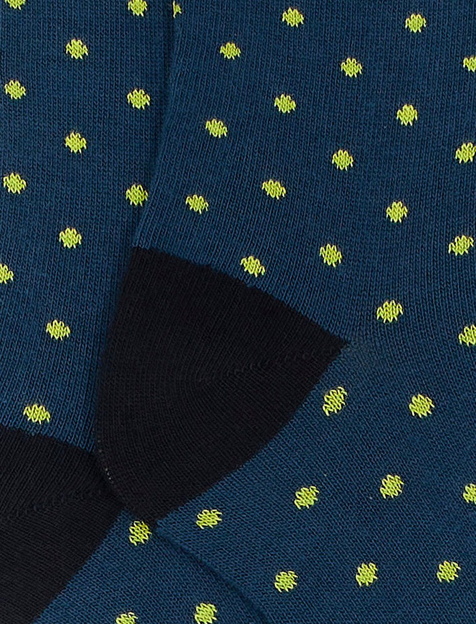 Kids' short lake blue cotton socks with polka dots - Gallo 1927 - Official Online Shop
