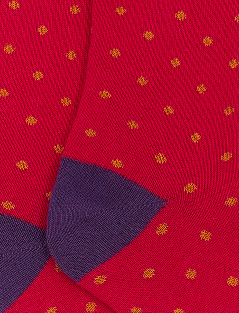 Kids' short ruby red cotton socks with polka dots - Gallo 1927 - Official Online Shop