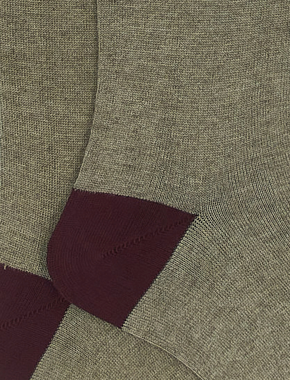 Men's long plain sand cotton and cashmere socks with contrasting details - Gallo 1927 - Official Online Shop