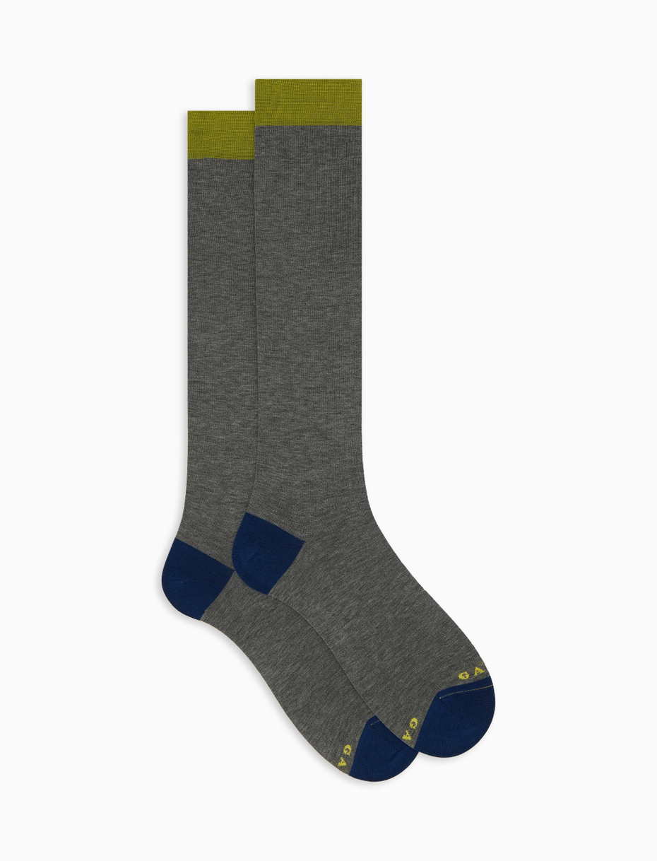 Men's long plain grey cotton socks - Gallo 1927 - Official Online Shop