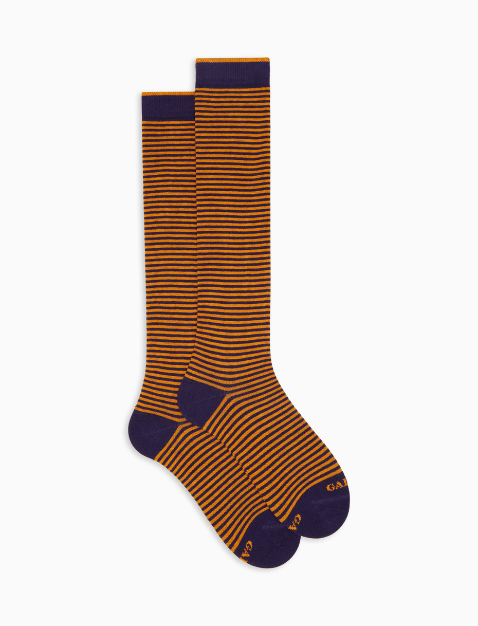 Men's long purple cotton socks with Windsor stripes - Gallo 1927 - Official Online Shop