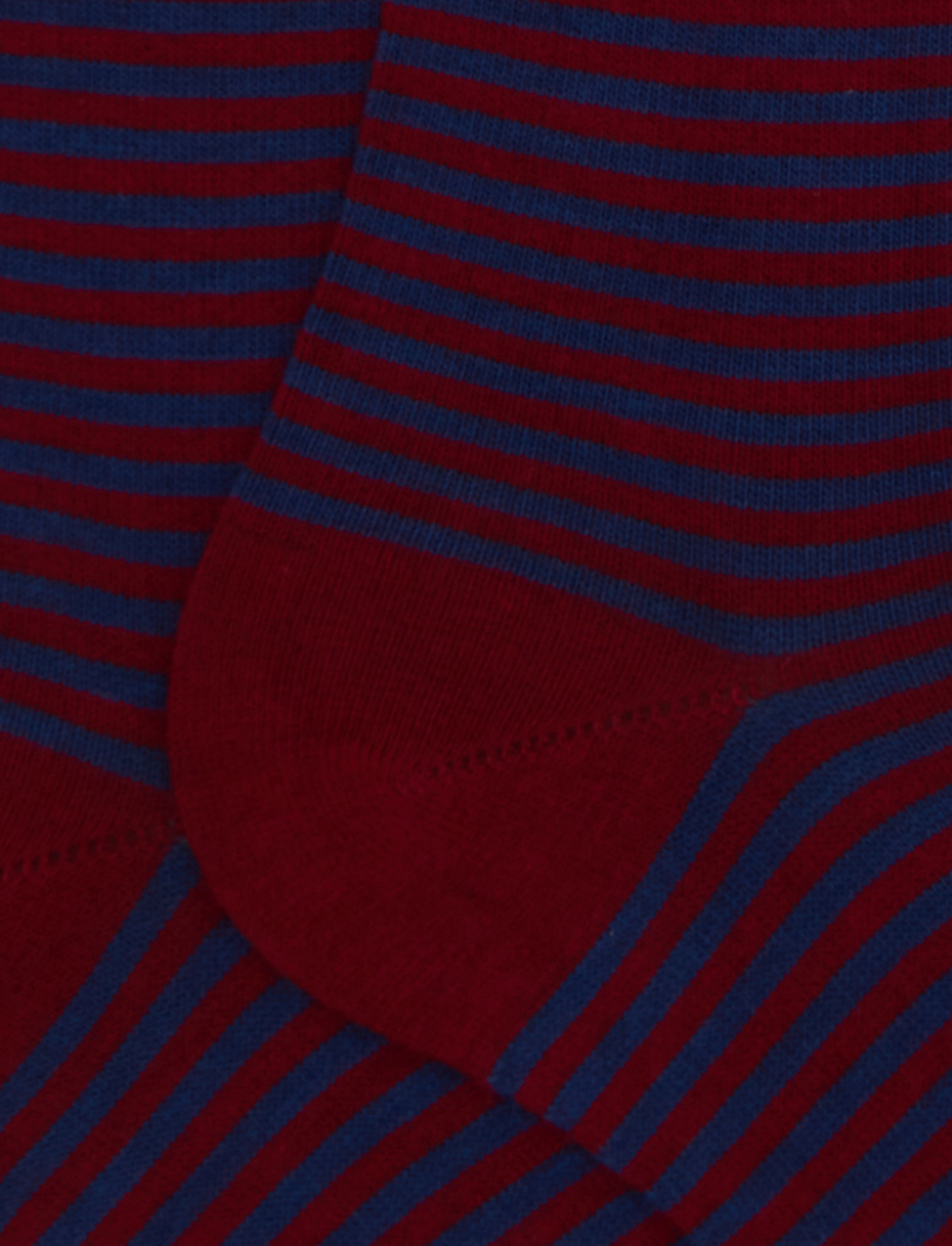 Men's long red cotton socks with Windsor stripes - Gallo 1927 - Official Online Shop