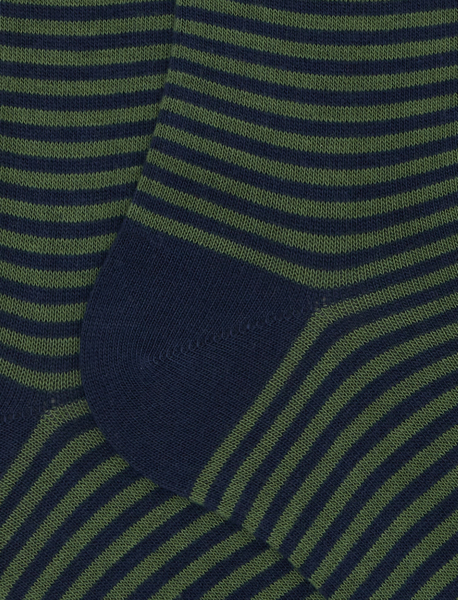 Men's long blue cotton socks with Windsor stripes - Gallo 1927 - Official Online Shop