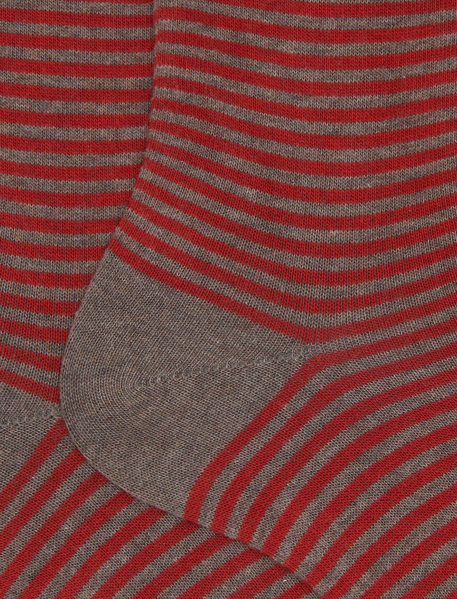 Men's short beige cotton socks with Windsor stripes - Gallo 1927 - Official Online Shop