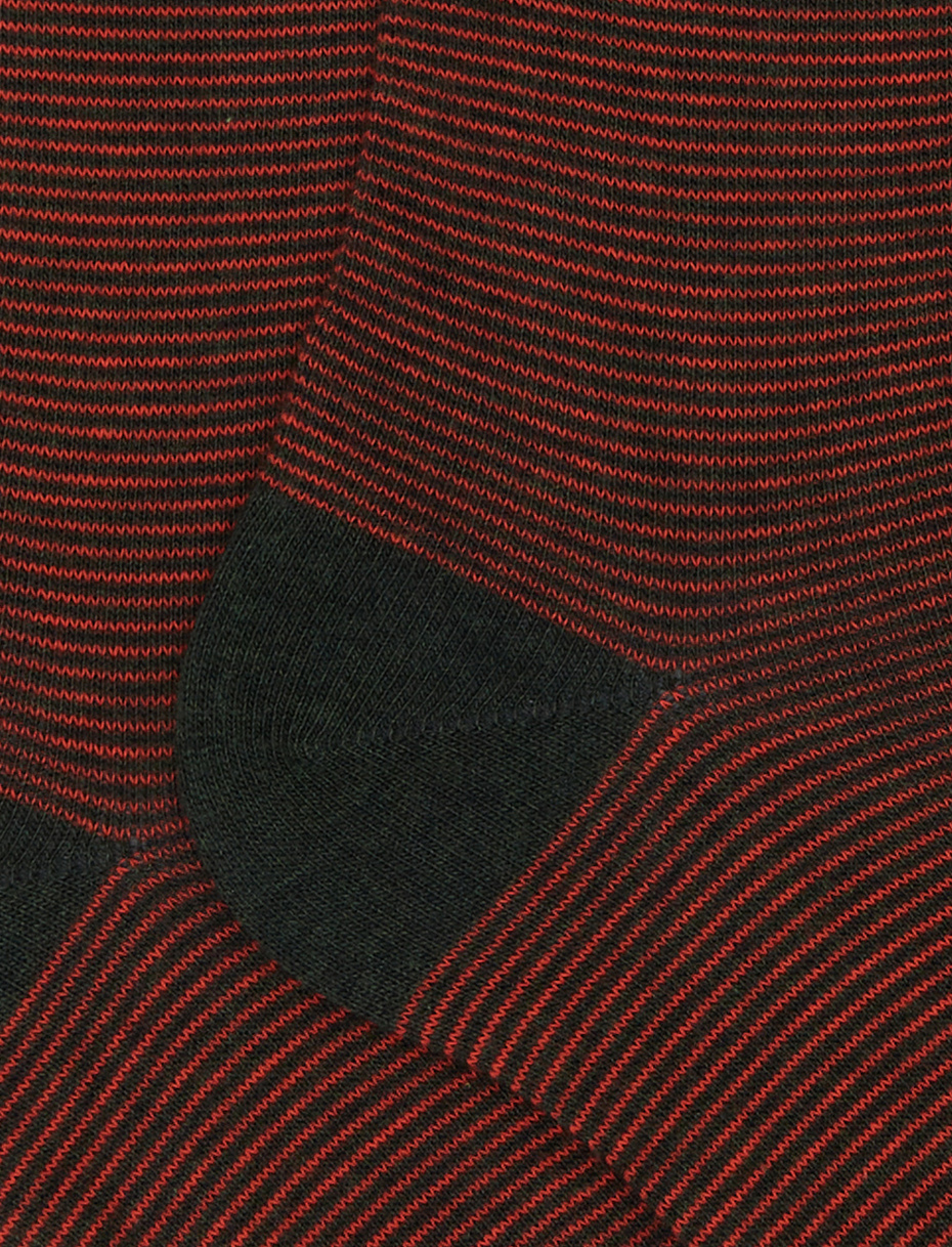 Men's long orange cotton socks with two-tone stripes - Gallo 1927 - Official Online Shop