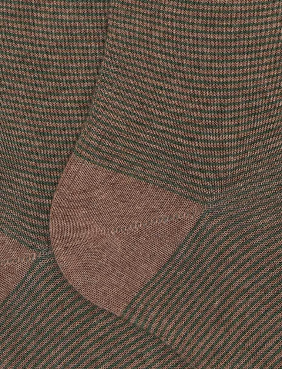 Men's long beige cotton socks with two-tone stripes - Gallo 1927 - Official Online Shop