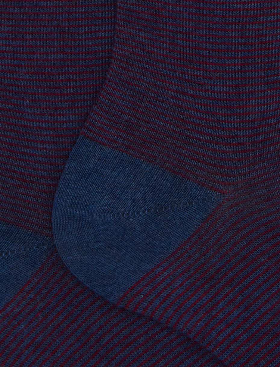 Calze corte uomo cotone blu righine bicolore - Gallo 1927 - Official Online Shop