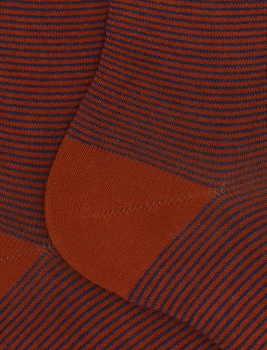 Calze corte uomo cotone arancio righine bicolore - Gallo 1927 - Official Online Shop
