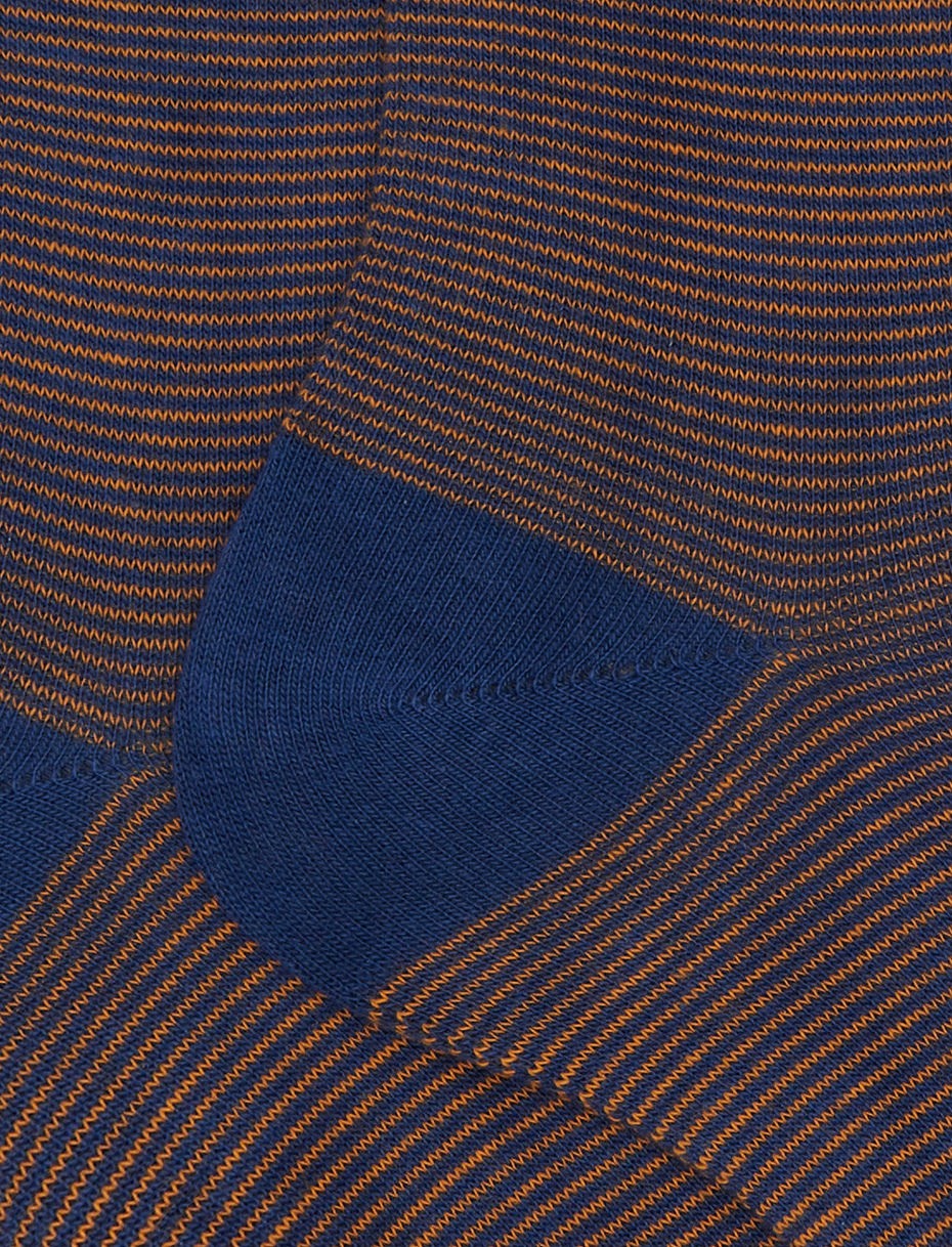 Men's short blue cotton socks with two-tone stripes - Gallo 1927 - Official Online Shop