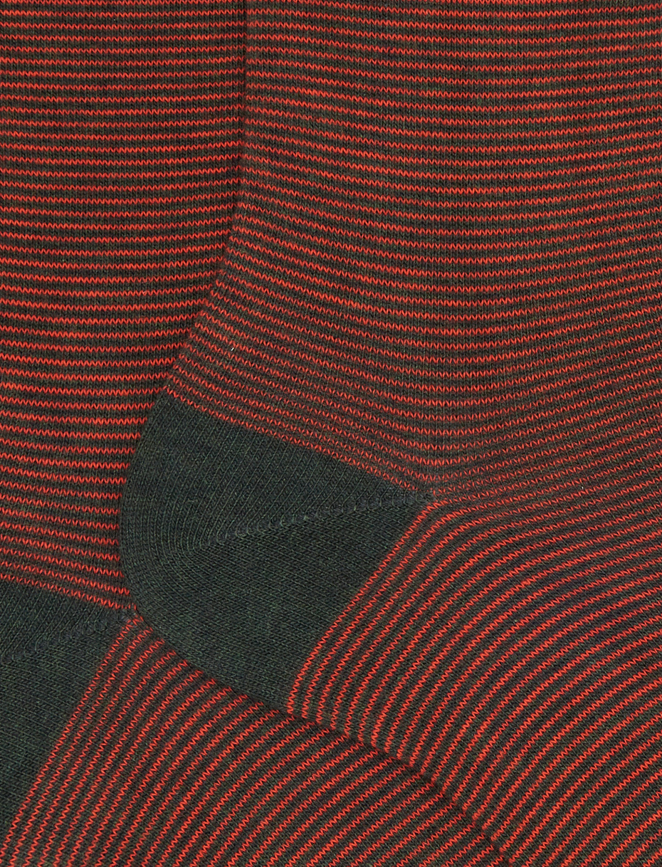 Men's short orange cotton socks with two-tone stripes - Gallo 1927 - Official Online Shop