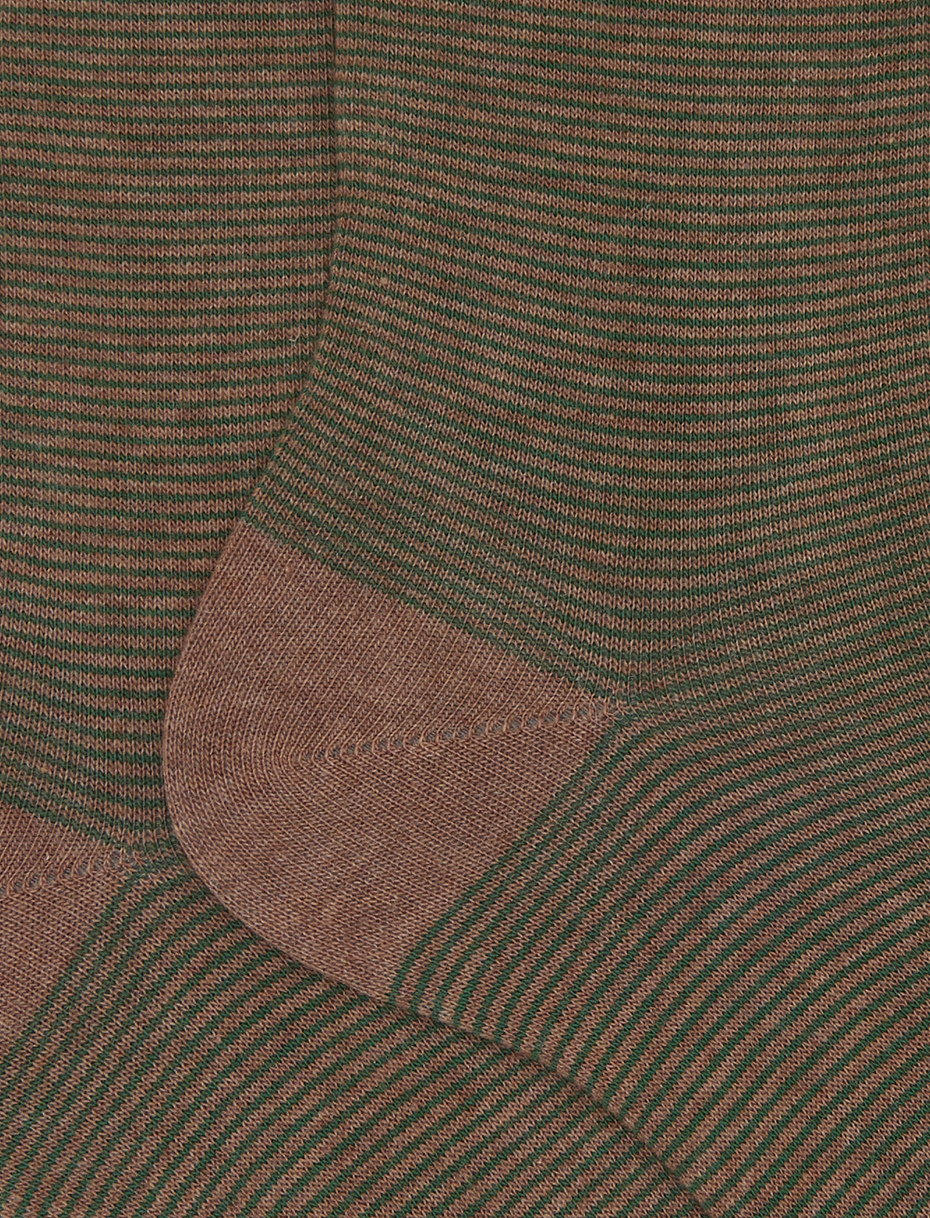 Men's short beige cotton socks with two-tone stripes - Gallo 1927 - Official Online Shop