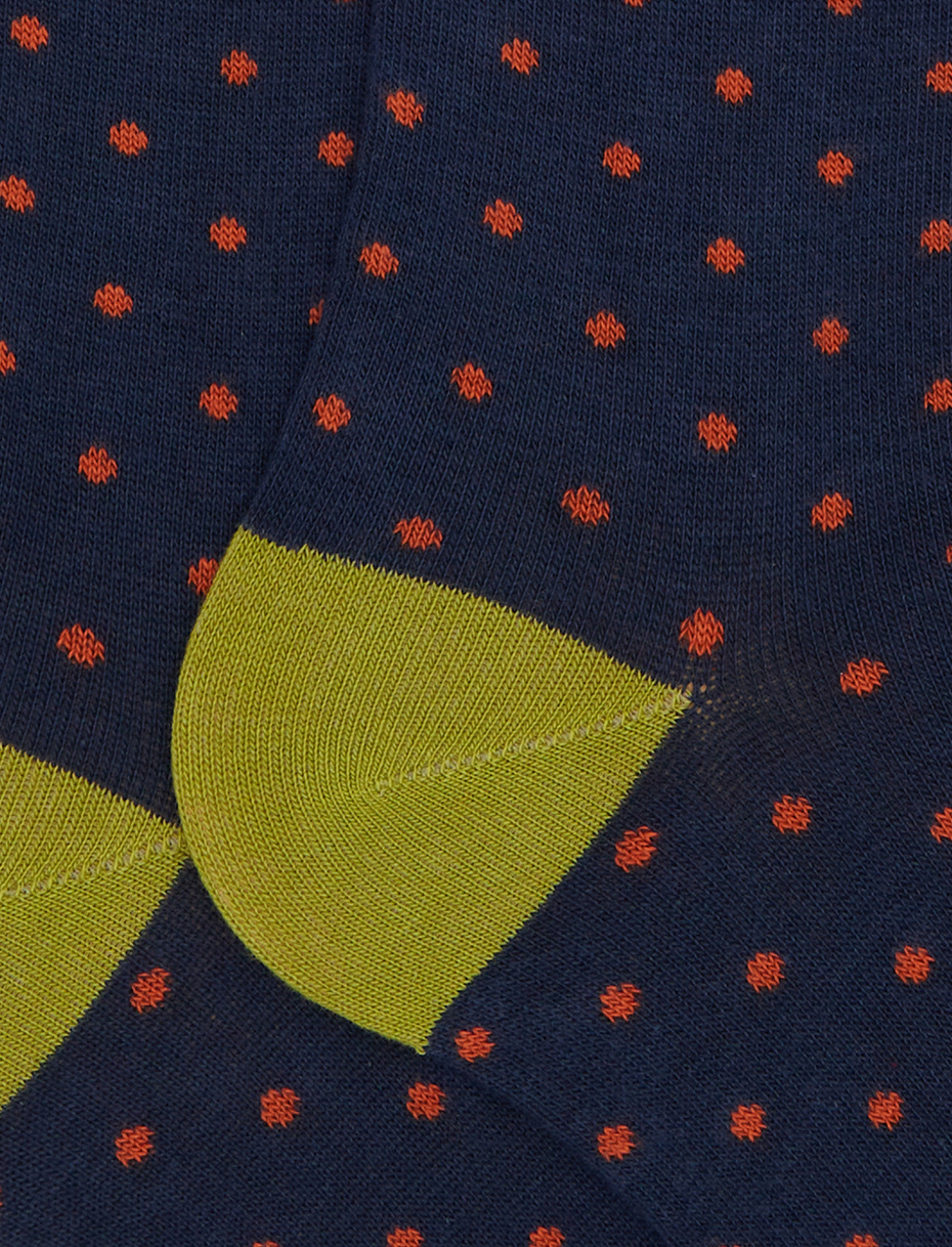Men's long blue cotton socks with polka dots - Gallo 1927 - Official Online Shop
